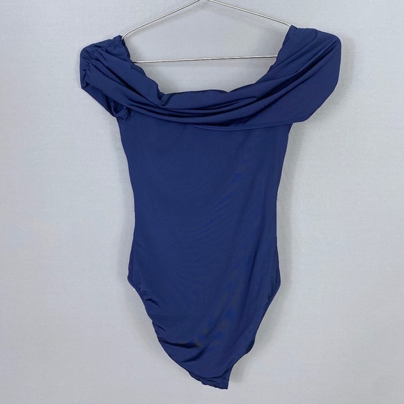 Trina Turk Getaway Solids Twist Bandeau One Piece Swimsuit in Midnight B… - Picture 5 of 13